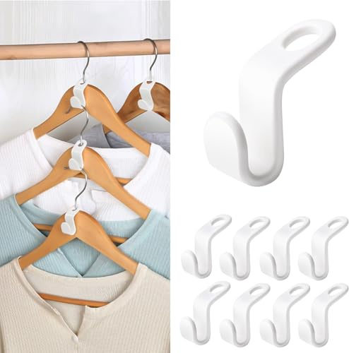 OAKENCREST 50 Piezas Ganchos para Perchas, Gancho de Conexión para Ropa | Gancho de conexión para perchas, ganchos para ahorrar espacio, conector para armario organizador, color blanco