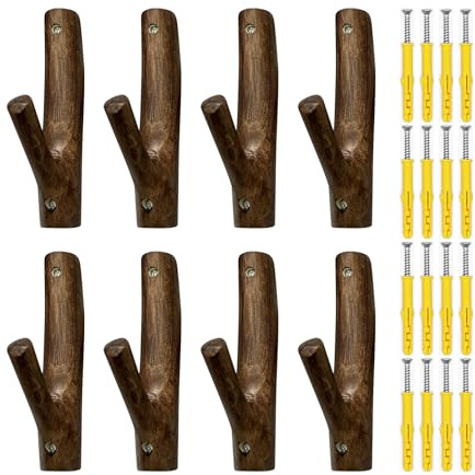 SWTHM Supporto da parete per armi da fuoco, 8 pezzi, espositore per armi da fuoco in legno, multiuso, orizzontale, gancio per cappotto, carico massimo 5 kg, gancio da parete per tiro con l'arco per