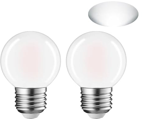 G50/ 16.5 Globe LED Bulb 4W Equivalent to 40 Watt Incandescent Refrigerator Light Bulbs - E26 Medium Base 4000K Daylight For Cabinet,Ceiling Fans, Chandeliers, Vanity Lights, Desk Lamp - 2Pack