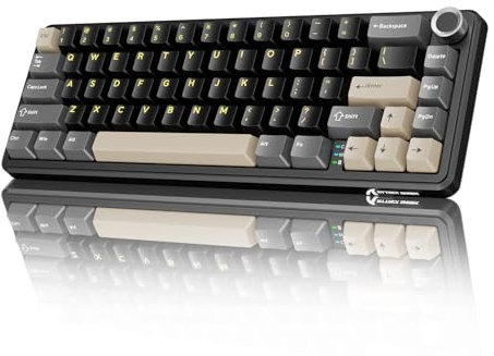 MAMBASNAKE X Attack Shark X66 Teclado Mecánico Inalámbrico Al 65% con Perilla, Teclado para Juegos RGB con Intercambiables En Caliente 60%, BT/2,4 G/USB-C, Interruptor Lineal, Tecla PBT-Starry Black