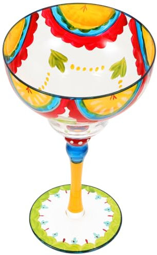 Cabilock Vaso Margarita Pintado Decorativo Cristalería Vidrio Transparente Para Comedor Bar Fiesta Uso Versátil