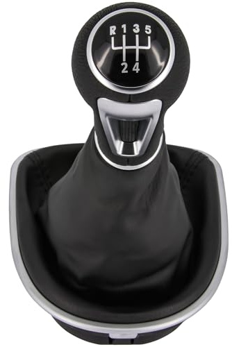 Recambo Schaltknauf + Schaltsack Set 5 Gang passend für Seat Altea, Altea XL, Plug & Play, Auto Schalthebel Schaltmanschette, mit Rahmen, schwarz - chrom