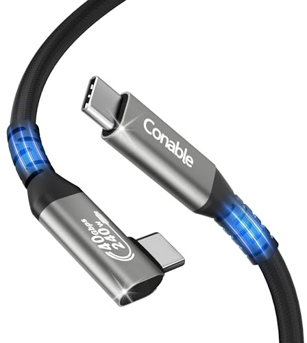 Cavo coassiale USB 4 da 1,2 m, cavo USB C, spina a 90 gradi, 40 Gbps, 8K/5K a 60 Hz, 240 W, compatibile con MacBook, SSD, iPhone 16/15, Thunderbolt 4, MacBook, XPS, Surface Pro, versione coassiale