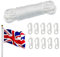 Nylon Flag Rope Flagpole, 20M Flag Pole Rope with Flag Pole Clip, 6mm Flag Pole Halyard Rope Kit Tree Swing Ropes with 10 Flag Pole Clip for Outdoor Sailboat Garden Camping(White)
