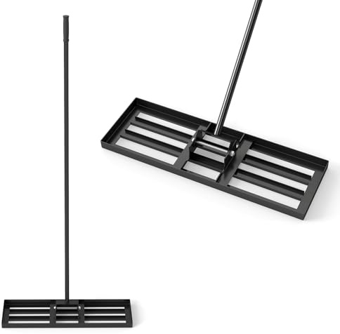 GOPLUS Rastrillo de Nivelación de Césped, Rastrillo Jardín con Mango Ergonómico 170 cm, Nivelador para Jardinería, Paisajismo, Nivelación, Patio, Campo de Golf (Negro 75 x 25 cm)