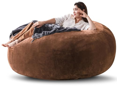 Großer Sitzsack Fatboy Bean Bag Chair mit Memory-Schaum & Baumwolle-Cord Sofa - Boneless Couch für Gaming, Lesen und als Bodensitz für Erwachsene im Wohnzimmer Schlafzimmer (Coffee, 150x150x60cm)