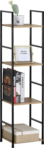 CELINO making your day 4 Tier Ladder Unit Freestanding MDF Wooden Shelf Bookcase Tall Living Room Display Storage Shelving Unit - Living Room, Office, Bathroom, Bedroom Furniture - 29.1×23.5×112 cm