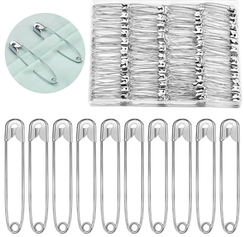 MASPHY 200 Stück Sicherheitsnadeln, 55 mm Sicherheitsnadeln Große | Safety Pins, Sicherheitsnadeln Klein, für Kunsthandwerk, Schmuckherstellung und Nähen