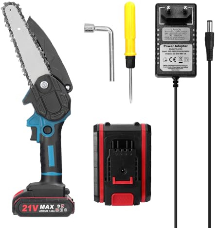 Matybobe 21 V 6 Zoll tragbare elektrische Astsägen, kleine Holzspalt-Kettensäge, Bürstenmotor, einhändiges Holzbearbeitungswerkzeug für Garten und Obstgarten