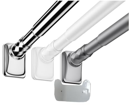 Saugnapf Teleskopstange Vorhang,33mm Vorhangstange Klemmstange,Ausziehbar Vorhang Duschstange Ohne Bohren, Verstellbare Gardinenstange Für Fenster Spannstange, Mit Kartenfach(Silver,70-120cm)