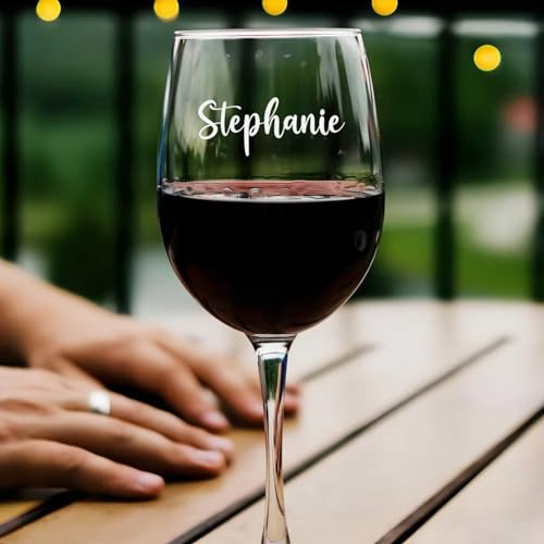 Copas de vino personalizadas, copa de vino grabada, copa de vino de cristal con tallo personalizado, regalos personalizados para mujeres, ella, mamá, cumpleaños, Navidad, boda, aniversarios, regalos