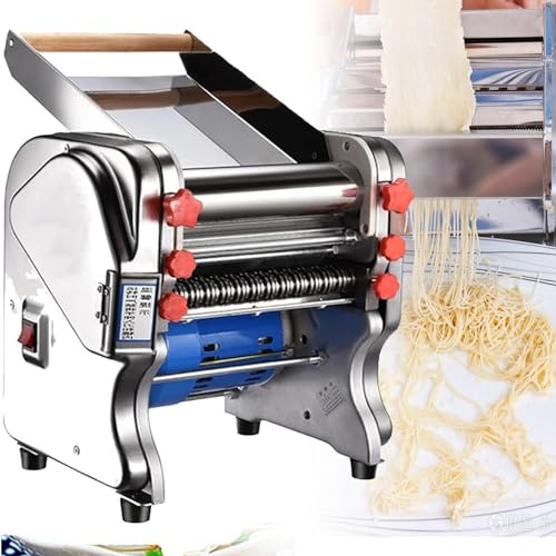 Máquina eléctrica 2 en 1 para hacer pasta, 550 W/750 W, prensa para fideos de acero inoxidable comercial, grosor ajustable, para hacer fideos caseros, masa para dumplings y espaguetis, FKM-160
