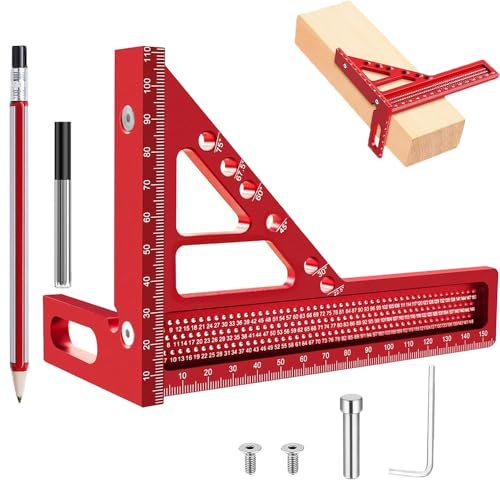 3D-Multi-Winkelmesser, Winkelmesser aus Aluminiumlegierung für Holz- und Bauwesen, inkl. Aufbewahrungstasche,