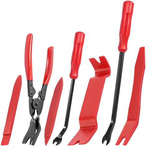 DUTIFUL Juego de 7 herramientas de palanca para desmontaje de coche, juego de cuñas para molduras de puerta, herramientas de desmontaje para coche, juego de clips para el revestimiento de la puerta