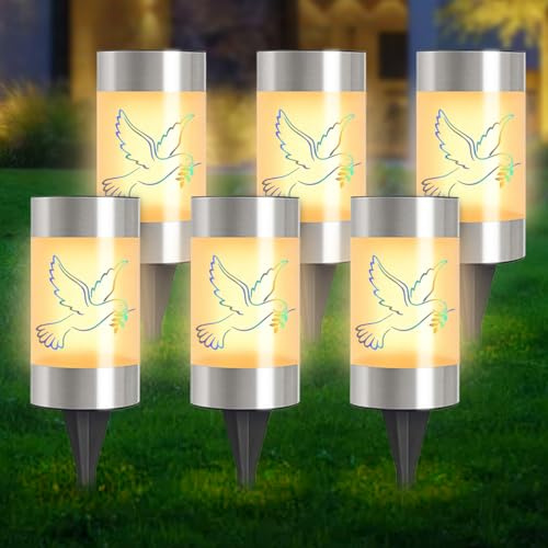 BYZESTY 6 Piezas Luz LED para Tumbas, Velas LED Tumbas Exterior, Vela LED Para Tumba, Luces Funerarias con Sensor Crepuscular Impermeable