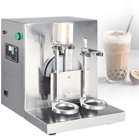 Máquina agitadora eléctrica, doble estación de alta velocidad, rotación automática de 360° para té con leche y cócteles, ajustable para tazas de 350 ml a 1000 ml, 340 rpm