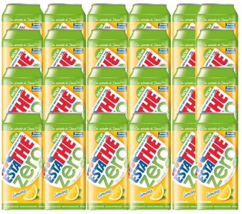 24X Confezione Per Estathé Zero Limone - The Freddo, Senza Zucchero, con Vero Infuso di Foglie di The e Succo di Limone, Bevanda Analcolica Senza Glutine, 24 Lattine da 330ml