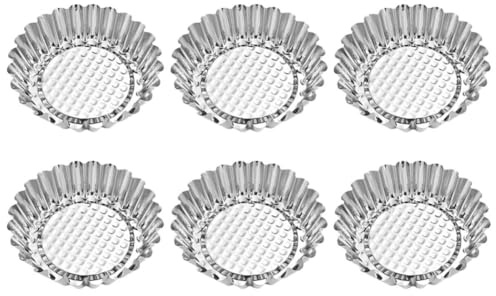 NUSITOU 6 Moldes para Tartaletas de Huevo Portátiles y Fáciles de Desmoldar de Acero Inoxidable Diseño en Forma de Flor Color Aleatorio para Repostería Casera