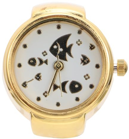 Uonlytech Goldene Ringuhr Damen Modisch aus Zinklegierung Praktische und Leicht zu Tragende Dekorative Uhr mit Glänzendem Zartem Design für Alltag und Besondere Anlässe