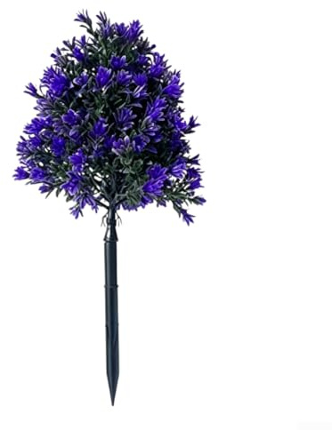 Comgooldool 43 cm konstgjord tallnål blompinne, väderbeständig plast trädgårdsdekor med avtagbar markspik för utomhus inomhus blomsterarrangemang, rosa (lila)