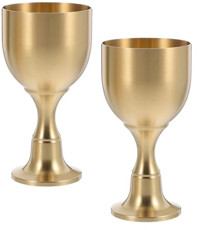 TOYANDONA 2 Copas Vintage de Latón Dorado, Cáliz Decorativo y Práctico para Boda y Bar, Diseño Medieval Elegante y Versátil para Bebidas y Celebraciones