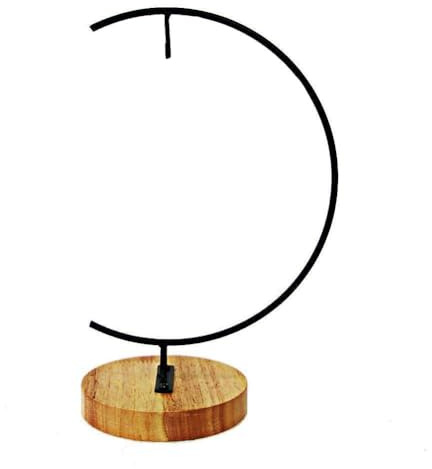 11-inch Ornament Display Stand with Wooden Base Metal Hook Tabletop Holder