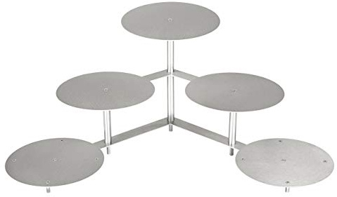 edelstahlheini.de Présentoir à gâteau rond en aluminium - 3 étages - 5 plateaux - Diamètre : 28 cm - Diamètre : 5 x 28 cm