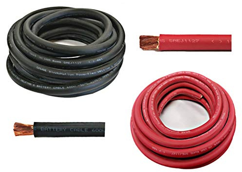 4/0 Gauge 4/0 AWG 10 Feet Black + 10 Feet Red Welding Battery Pure Copper Flexible Cable Wire - Car, Inverter, RV, Solar