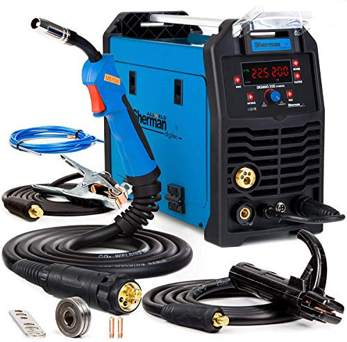 Sherman DIGIMIG 200 Synergic - 200A Poste a souder MIG avec gaz et sans - Synergie complète - Poste MIG 3en1 - MIG MMA LIFT-TIG - Avec soudobrasage CUSI3 (jusqu'à 3 mm) - 2T/4T