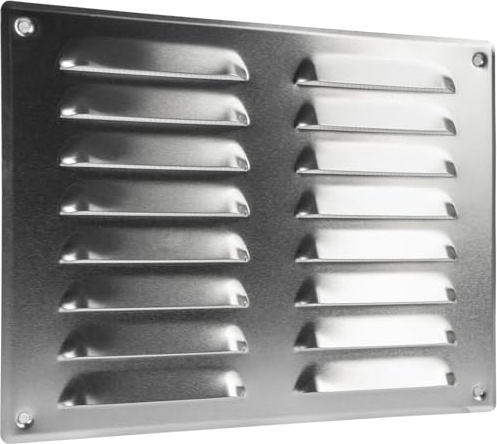 Vent Systems 260 x 190 mm / 10 x 8 Inch Aluminium Metal Vent Cover – Air Return Louvre Grill with Protective Mesh Screen – HVAC Grille for Wall or Ceiling Register for Home Improvement
