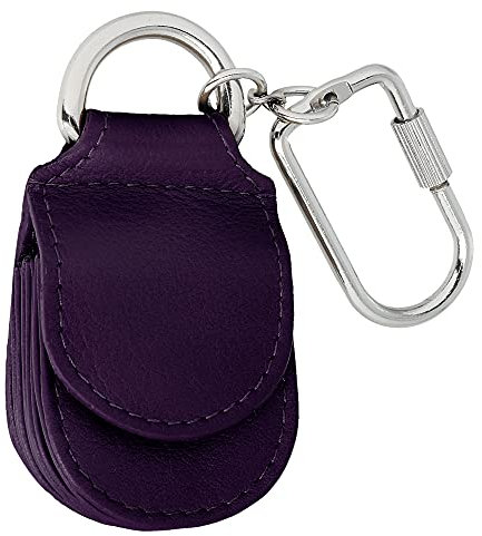 MANAGE Schlüsselanhänger Leder Lilaz für Münzen Schlüssel Schlüsselring Karabiner - Keychain Autoschlüsselanhänger klein Echtleder Damen Herren mini kleingeldbörse (Lila)