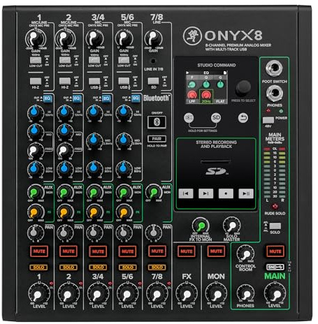 Mackie Onyx8 - Mezclador analógico premium de 8 canales con USB multipista