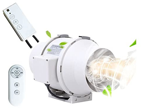 JIONET Inline Extractor Fan 5 Inch/122mm Garage Blower Super Quiet Bathroom Ventilation Exhaust Extractor Fan for Bathroom, Greenhouses, Hydroponics (Color : Speed regulation, Size : 5 Inch)
