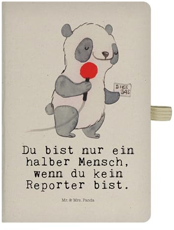 Mr. & Mrs. Panda DIN A4 Baumwoll Notizbuch Reporter Herz - Geschenk, Arbeitskollege, Adressbuch, Schreibbuch, Danke, Eintragebuch, Skizzenbuch,