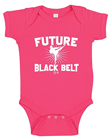Future Black Belt Karate Baby Bodysuit One Piece 6 mo Cyber Pink