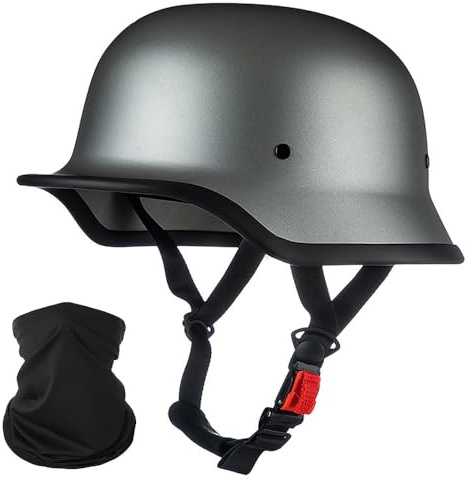Vintage Deutsche Motorrad Halbhelme mit ECE, Jethelm Retro, Chopper Helm, Scooter-Helm, Fahrradhelm, mit Herausnehmbares Innenfutter und Schnellverschlussschnallen M~XXL 57~64CM