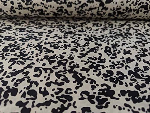 Fibre Mood Baumwoll Stoff, Leomusterung Schwarz auf Weiß als Meterware zum Nähen, 50 cm