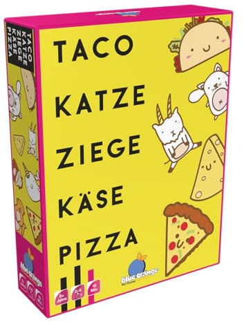 Blue Orange, Taco Katze Ziege Käse Pizza, Partyspiel, Kartenspiel, 2 bis 8 Spieler, ab 8 Jahren, 10 Minuten, Deutsch