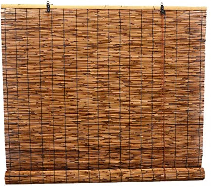 CcacHe Wetterfest Raffrollo Bambusrollo Outdoor Natur Bambus Rollos Für Außenbereich Raffrollo Blickdicht Holz Jalousie Inkl Montaematerial, Sichtschutz Seitenzugrollo 40/80/100/120/150cm Breit