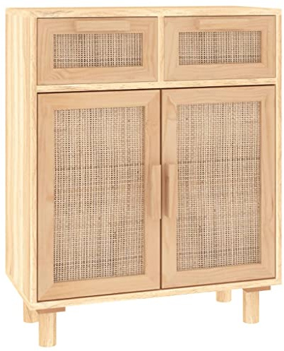 vidaXL Sideboard Braun 60x30x75 cm Massivholz Kiefer und Natur-Rattan