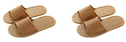 osiuujkw 2 Juegos de de zapatillas de casa de bambú para interiores de Hotel, sandalias portátiles de verano con punta abierta, zapatos de tacón plano, talla 44-45, Talla 44-45 2Conjunto
