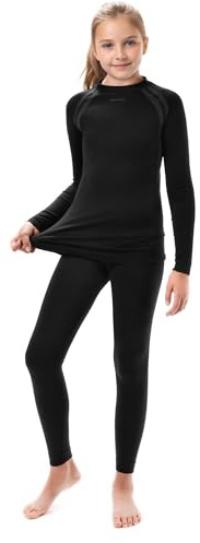 Conjunto Ropa Interior Térmica para Niños - Camiseta de Manga Larga y Pantalón - Set infantil Elástico para Esquí Snowboard Acampada y Senderismo para Niño y Niña