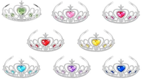 S & E TEACHER'S EDITION 8 Pcs Tiaras Crown Set, Princess Dress Up Costume Birthday Party Favor Headwear, Hair Decoration, Accessories Kid Birthday for Boys & Girls.