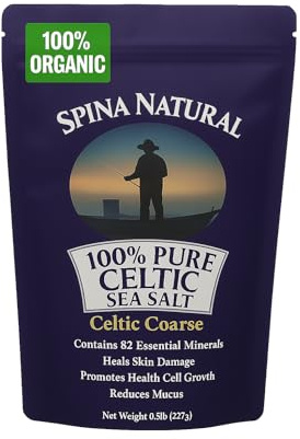 100% Pure Organic Celtic Sea Salt – Premium, Hand-Harvested, Unrefined, Contains 82 Essential Minerals – Natural for Cooking, Hydration & Bath Soaks | Spina Natural