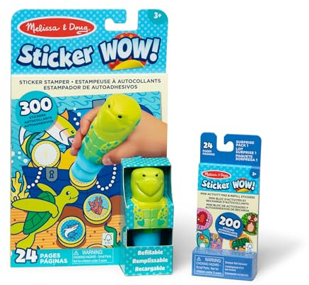 Sticker WOW!™ Pacchetto Tartaruga Marina: Blocco Attività e Timbratore di Adesivi + Mini Blocco Attività e 200 Adesivi di Ricarica