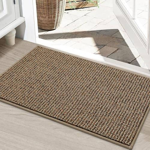 BEQHAUSE Fußmatte Innen, rutschfest und Waschbar, 60 x 90 cm, Beige | Schmutzfangmatte für Front Hintertür, Eingang, Flur, Niedriges Design, Haustierfreundlich, Polypropylen