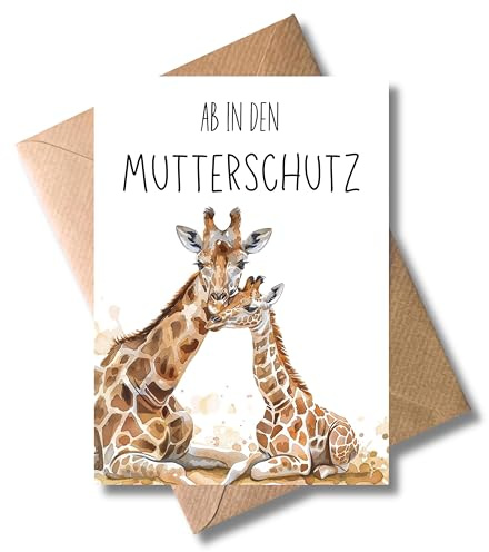 Mutterschutz Karte mit Umschlag - schöne Glückwunschkarte zur Geburt “Ab in den Mutterschutz” süße Geschenkkarte Schwangerschaft Abschiedskarte Babypause Geburt Kollegin Babyparty (DIN A6)