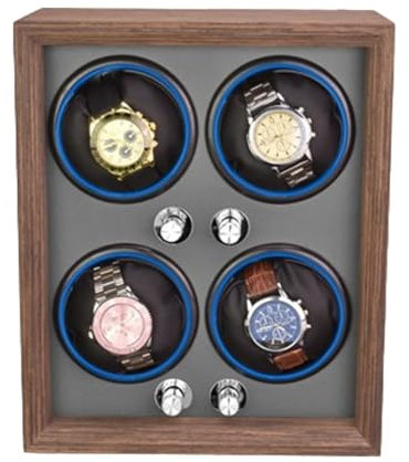 PAHION Automatischer Uhrenbeweger Aus Holz for Herren- Und Damenuhren for 1 2 4 Uhren Mit Leisem Motor Verstellbare Uhrenmatte Drehbox(Brown,4+0)