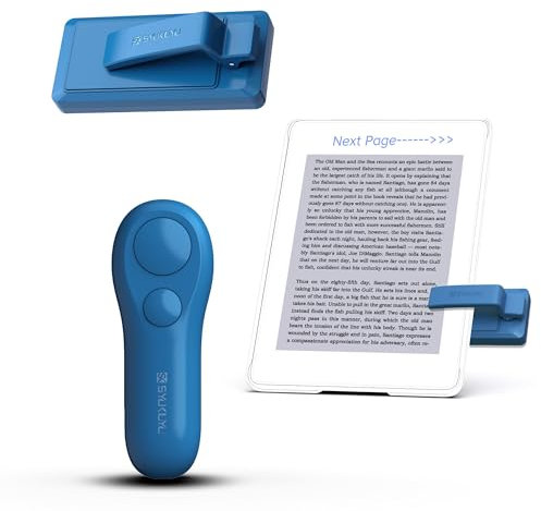 SK SYUKUYU RF Télécommande Liseuse Kobo, Kindle, Tourne Page Liseuse for iPad iPhone Android Tablets, Tourneur Page Liseuse pour Lire des Romans et Prendre des Photos(Bleu)