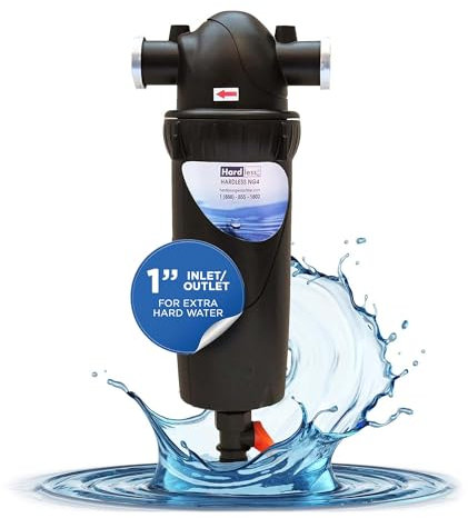 Hardless NG Filtro de agua para toda la casa, dispositivo de ablandamiento sin sal, reduce la cal, los sedimentos y más, compacto, fácil de instalar, viene con entrada/salida de 1 pulgada, sistema de